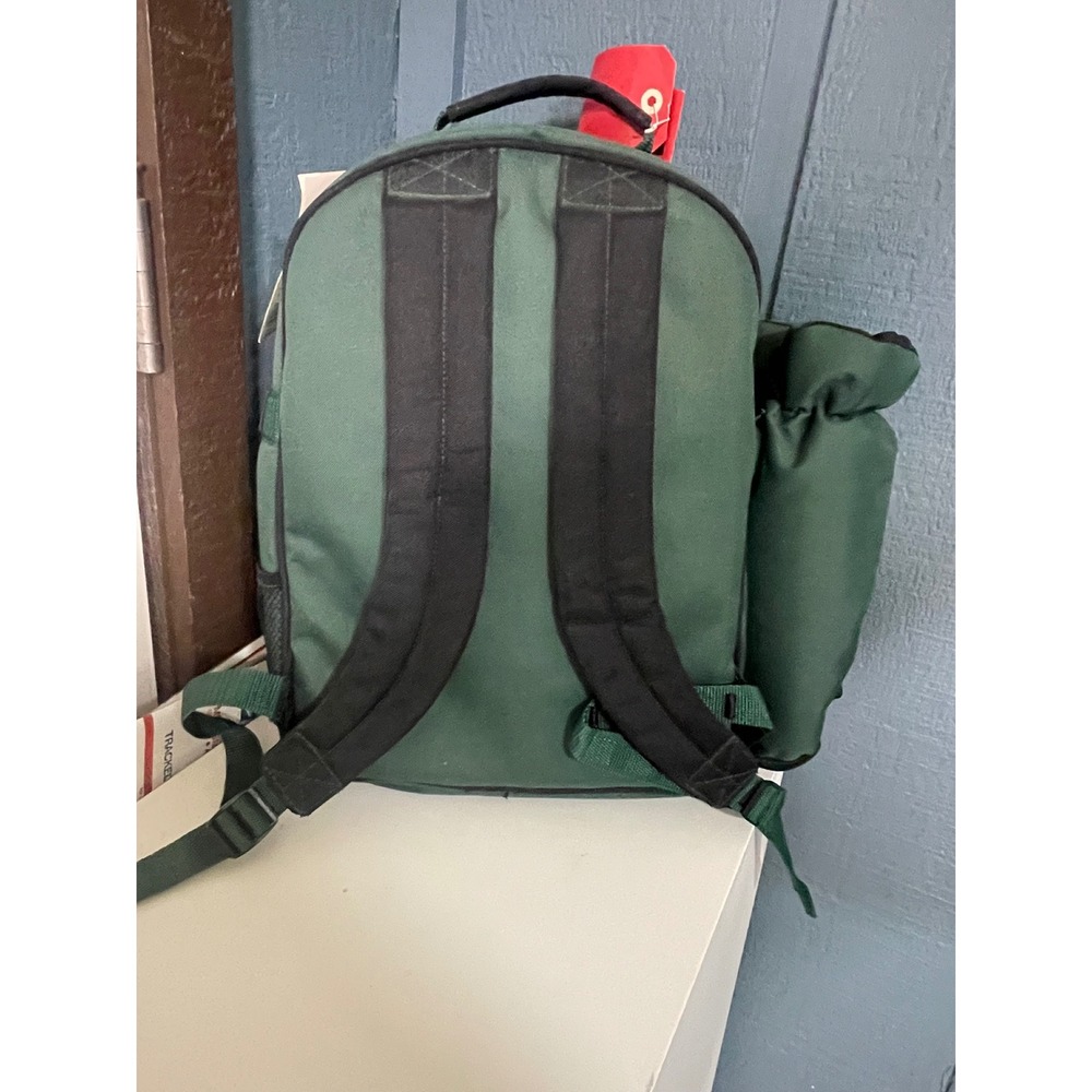 Picnic Time Green Backpack Picnic Set Service For 4 Cutting Board Wine Opener - Picture 3 of 11
